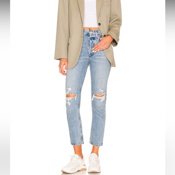 Agolde Riley High Rise Straight Crop Jeans - Picture 1 of 9